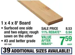 Menards 1 x 4 x 8' Board offer