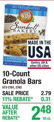 Menards Sunbelt Bakery 10-Count Granola Bars offer