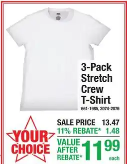 Menards 3-Pack Stretch Crew T-Shirt offer