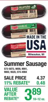 Menards Summer Sausage offer