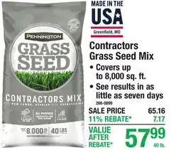 Menards Contractors Grass Seed Mix offer