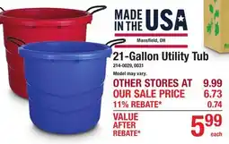 Menards 21-Gallon Utility Tub offer