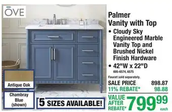 Menards Palmer Vanity with Top offer