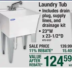 Menards Laundry Tub offer