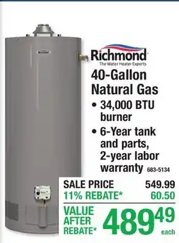 Menards 40-Gallon Natural Gas offer