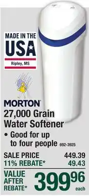 Menards MORTON 27,000 Grain Water Softener offer