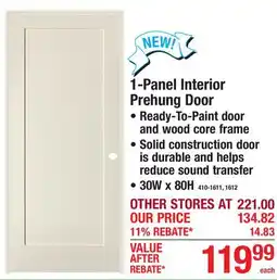 Menards 1-Panel Interior Prehung Door offer
