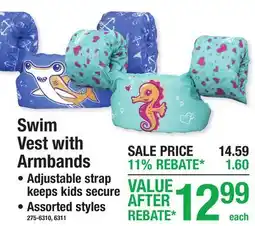 Menards Swim Vest with Armbands offer