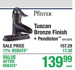 Menards Pfister Tuscan Bronze Finish offer