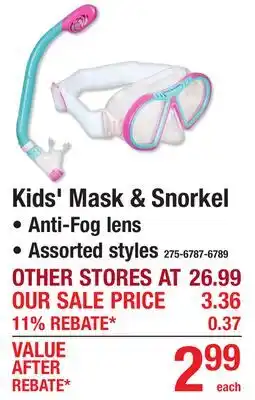 Menards Kids' Mask & Snorkel offer