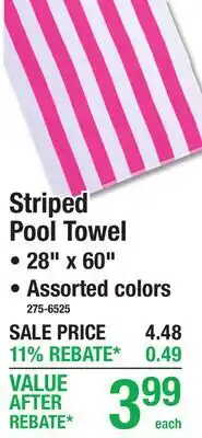 Menards Striped Pool Towel offer
