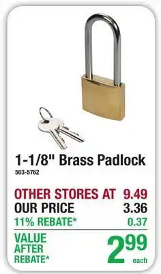 Menards 1-1/8 Brass Padlock offer