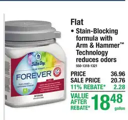 Menards Flat, Stain-Blocking formula with Arm & Hammer Technology reduces odors offer