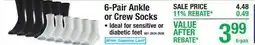 Menards 6-Pair Ankle or Crew Socks offer