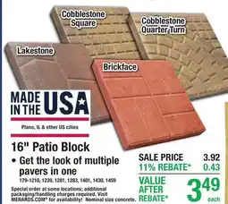 Menards 16 Patio Block offer