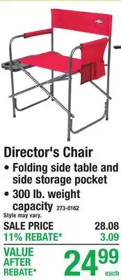 Menards Director's Chair offer