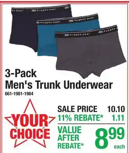 Menards 3-Pack Men's Trunk Underwear offer
