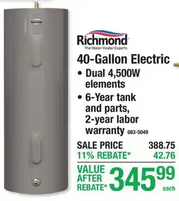 Menards Richmond 40-Gallon Electric offer