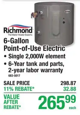Menards 6-Gallon Point-of-Use Electric offer