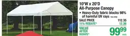 Menards 10'W x 20'D All-Purpose Canopy offer
