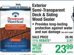 Menards Thomson WaterSeal Exterior Data So Semi-Transparent Deck & Siding So Wood Sealer offer