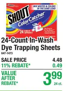 Menards 24-Count In-Wash Dye Trapping Sheets offer