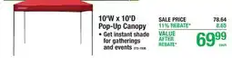 Menards 10'W x 10'D Pop-Up Canopy offer
