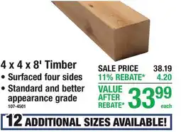 Menards 4 x 4 x 8' Timber offer
