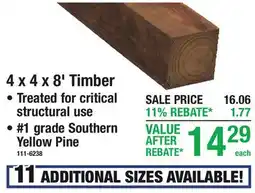 Menards AC2 4 x 4 x 8' Timber CEDARTONE PREMIUM PRESSURE TREATED offer