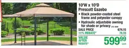 Menards 10'W x 10'D Prescott Gazebo offer