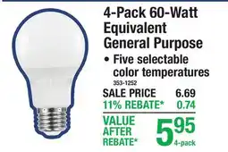 Menards 4-Pack 60-Watt Equivalent General Purpose offer