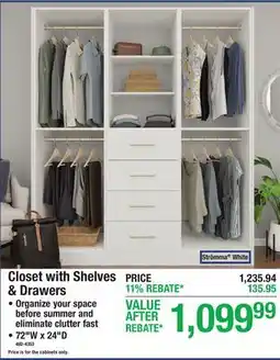Menards Closet with Shelves & Drawers offer