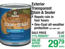Menards Exterior Transparent Stain & Sealer offer