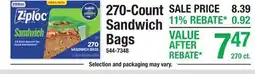 Menards Ziploc 270-Count Sandwich Bags offer