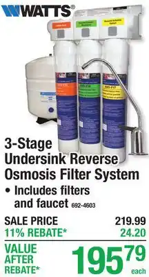 Menards 3-Stage Undersink Reverse Osmosis Filter System offer