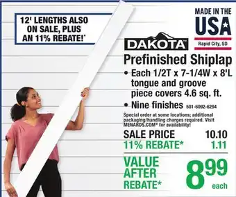 Menards DAKOTA Prefinished Shiplap offer