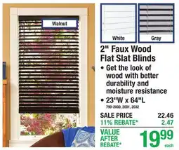 Menards 2 Faux Wood Flat Slat Blinds offer