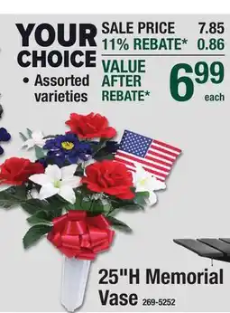 Menards 25H Memorial Vase offer