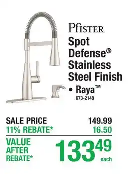 Menards Pfister Spot Defense Stainless Steel Finish offer