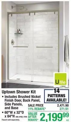 Menards Uptown Shower Kit offer