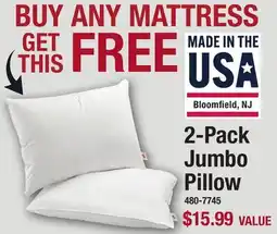 Menards 2-Pack Jumbo Pillow offer