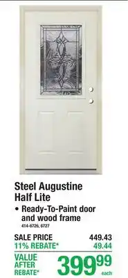 Menards Steel Augustine Half Lite Ready-To-Paint door and wood frame offer