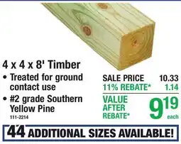 Menards 4 x 4 x 8' Timber PRESSURE TREATED offer
