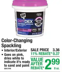 Menards DAP Color-Changing Spackling offer