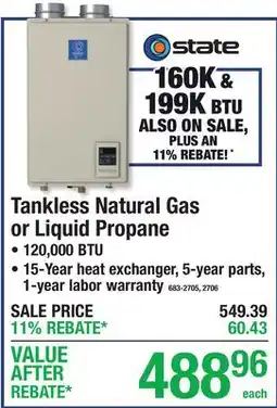 Menards Tankless Natural Gas or Liquid Propane WATER HEATERS offer