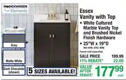 Menards Essex Vanity with Top 25W x 19D offer