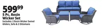 Ocean State Job Lot 5-Piece Resin Wicker Set Blue/Dark Brown offer