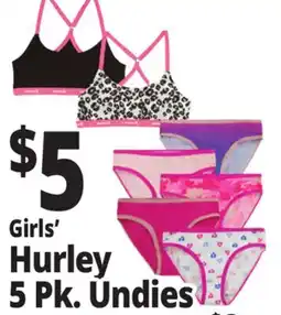 Ocean State Job Lot Girls' Hurley 5 Pk. Undies offer