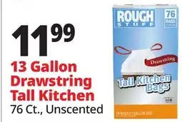 Ocean State Job Lot Rough Stuff 13 Gal Tall Kitchen Trash Bags with Drawstring 76 Count offer
