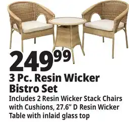 Ocean State Job Lot 3-Piece Resin Wicker Bistro Set Tan offer